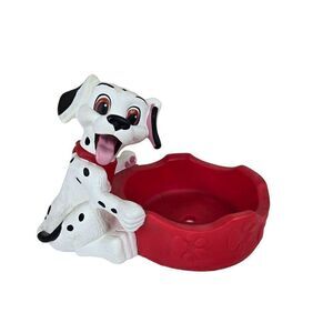 Vintage 90s Dog Bowl Figure Applause Disney 101 Dalmatians Red White Trinket Dis